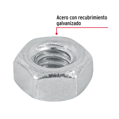 Tuerca hexagonal galvanizada 1/4 pulg