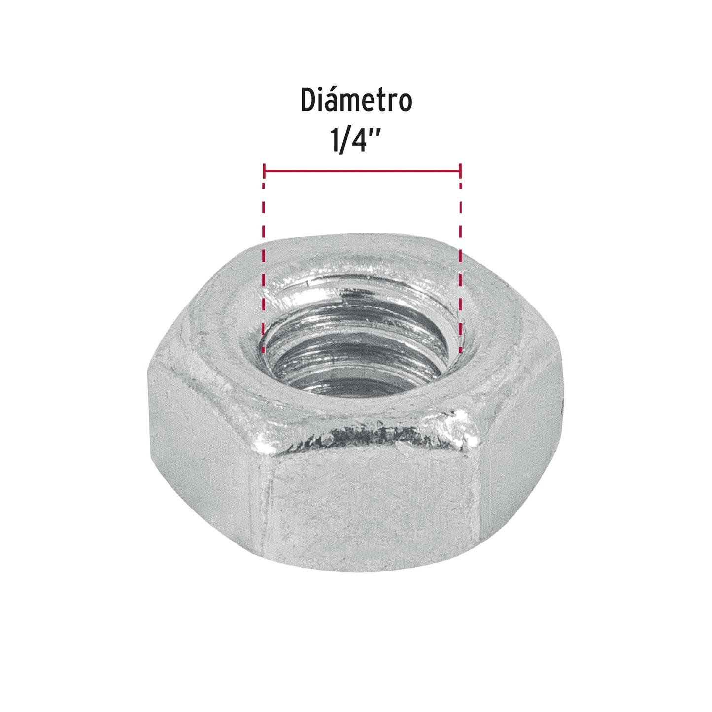 Tuerca hexagonal galvanizada 1/4 pulg