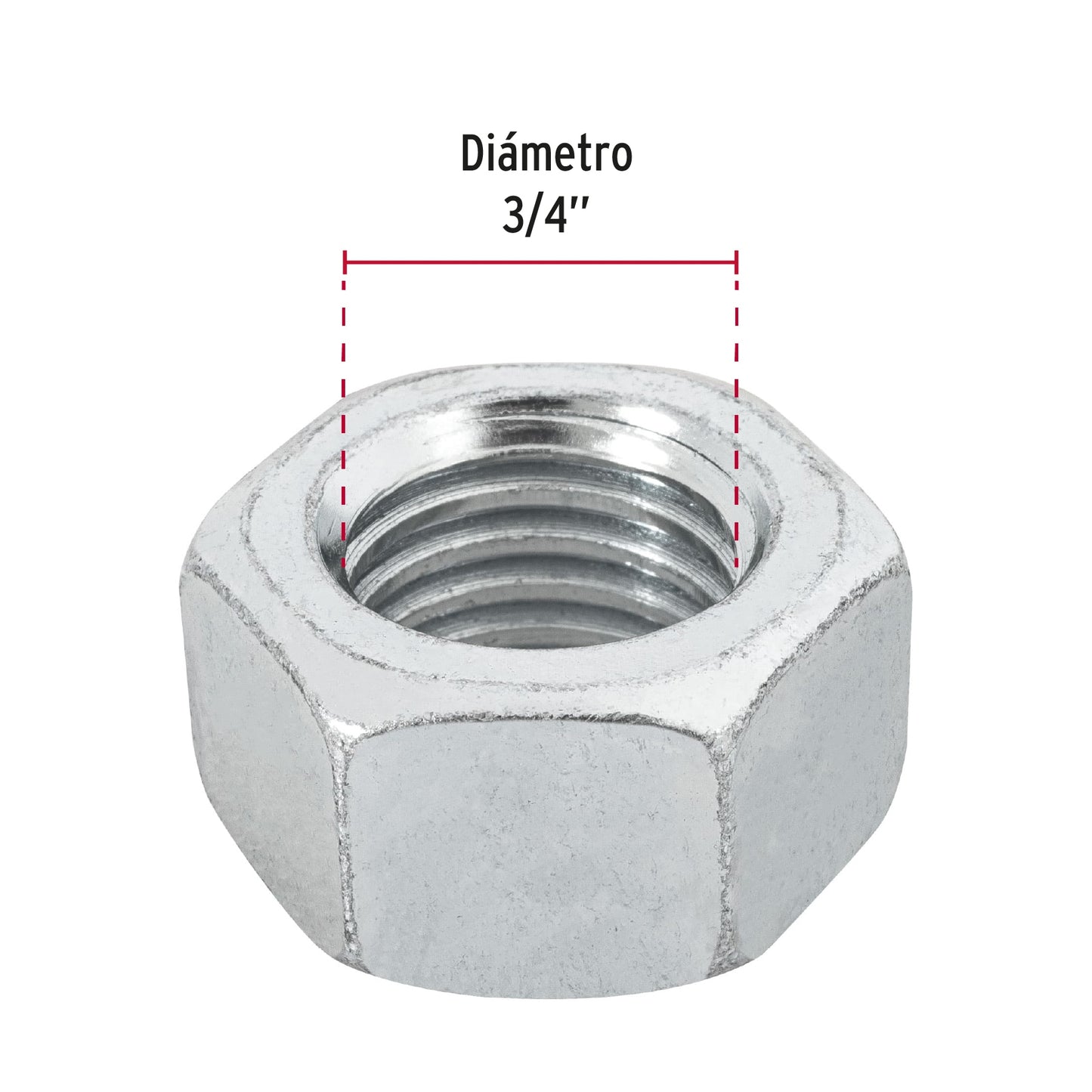 Tuerca hexagonal galvanizada 3/4 pulg