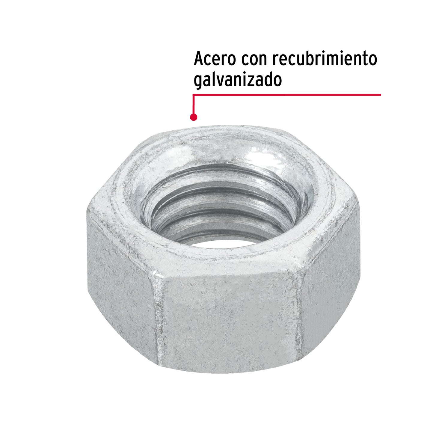 Tuerca hexagonal galvanizada 3/8 pulg