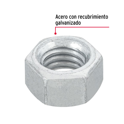 Tuerca hexagonal galvanizada 3/8 pulg