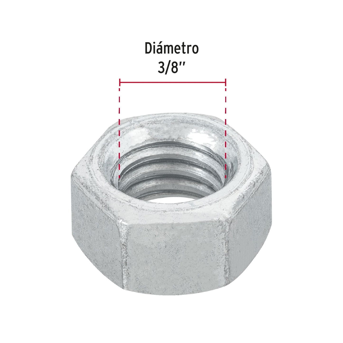 Tuerca hexagonal galvanizada 3/8 pulg