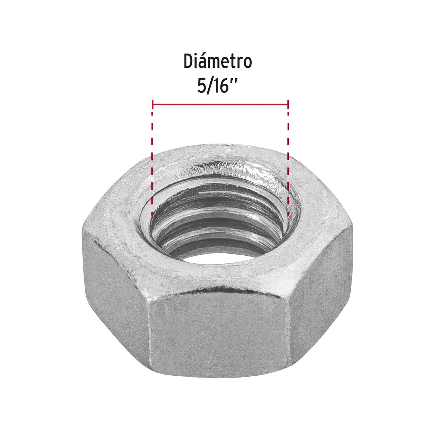 Tuerca hexagonal galvanizada 5/16 pulg