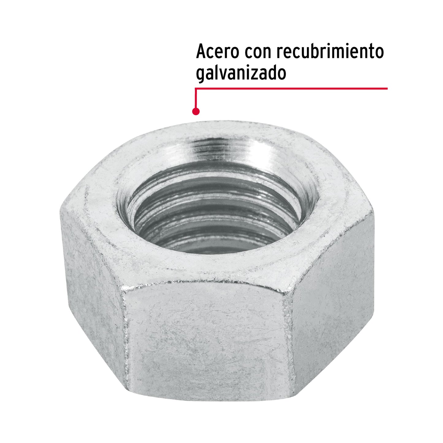 Tuerca hexagonal galvanizada 5/8 pulg