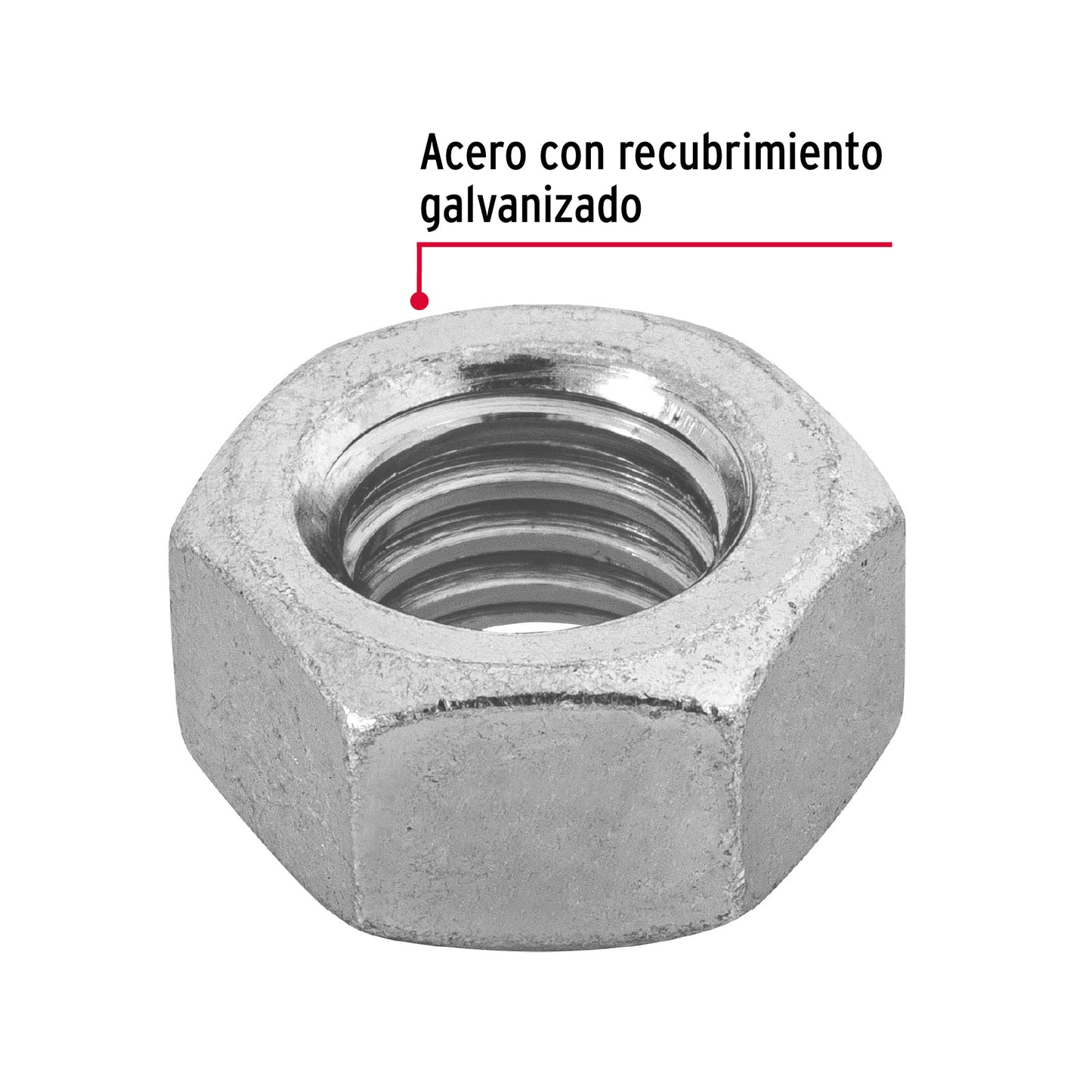 Tuerca hexagonal galvanizada 7/16 pulg