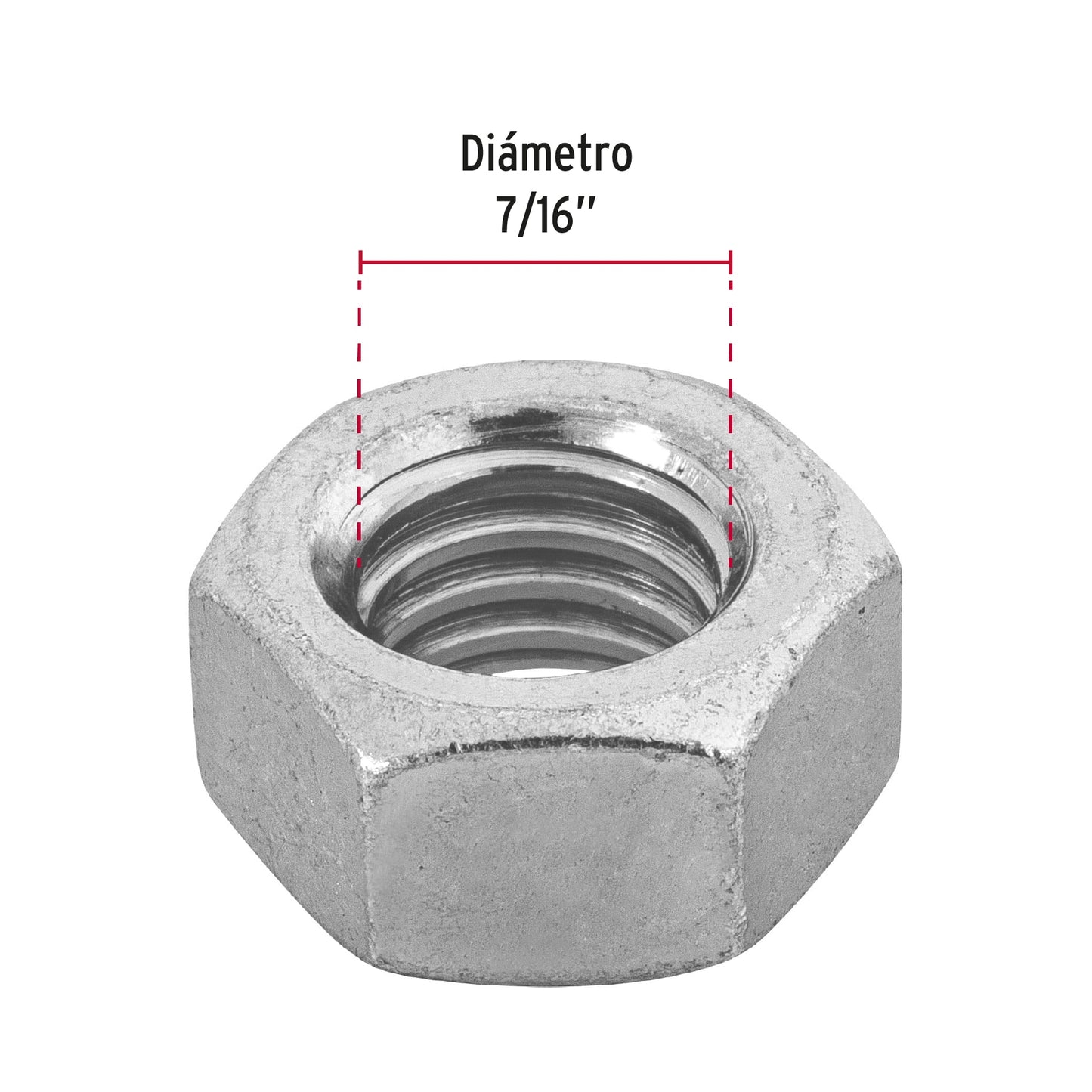 Tuerca hexagonal galvanizada 7/16 pulg