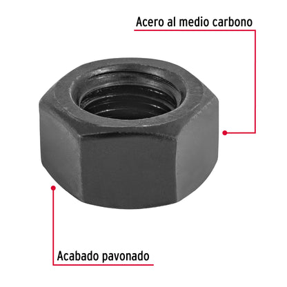 Tuerca hexagonal pavonada 1/2 pulg