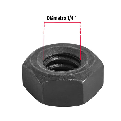Tuerca hexagonal pavonada 1/4 pulg