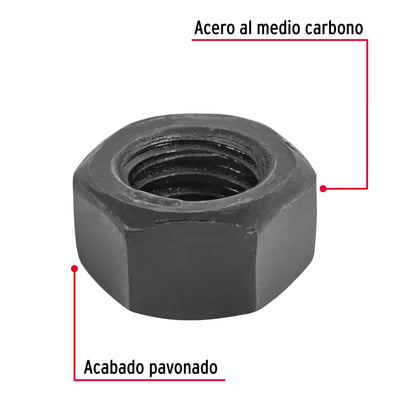 Tuerca hexagonal pavonada 3/8 pulg