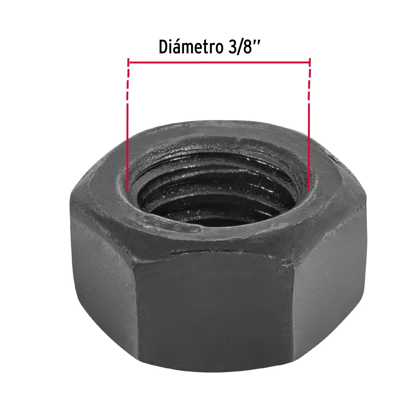 Tuerca hexagonal pavonada 3/8 pulg