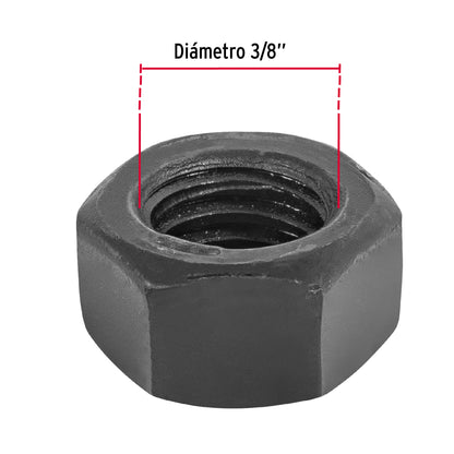 Tuerca hexagonal pavonada 3/8 pulg