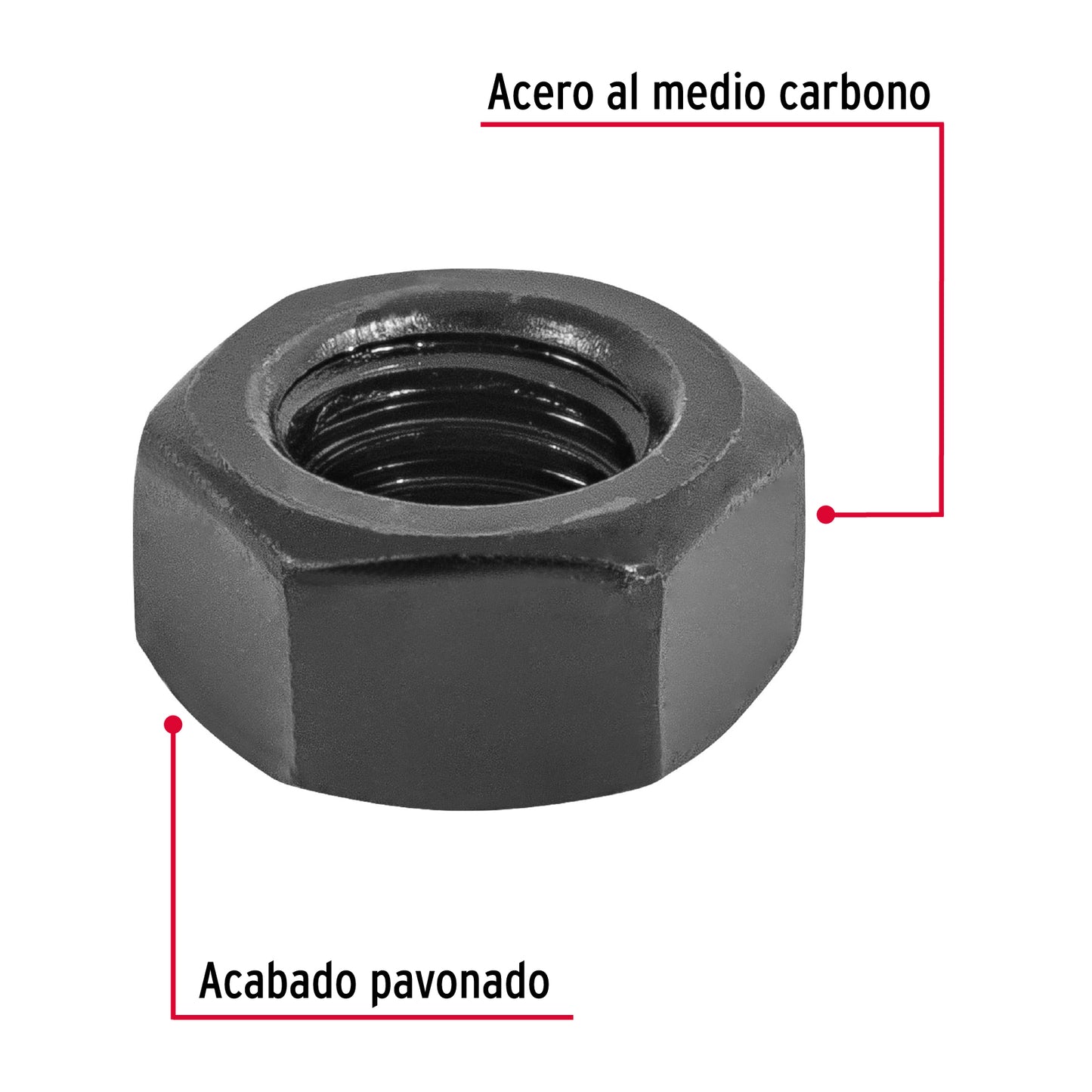 Tuerca hexagonal pavonada 5/16 pulg