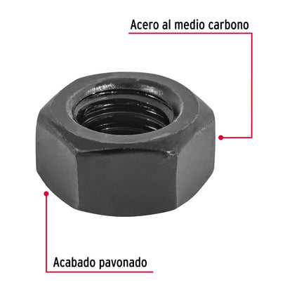 Tuerca hexagonal pavonada 5/16 pulg