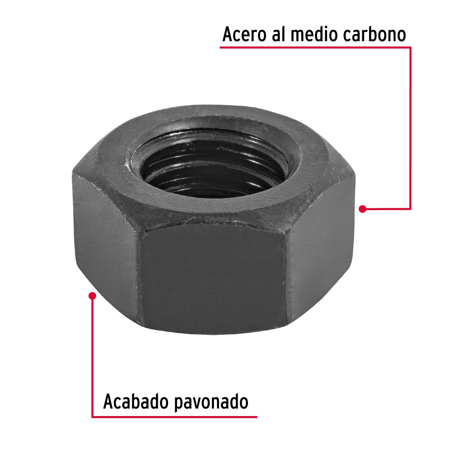 Tuerca hexagonal pavonada 7/16 pulg