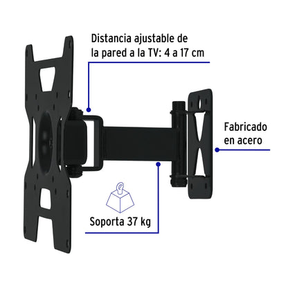 Soporte para pantallas de 23 a 37 pulgadas con movimiento angular y articulado