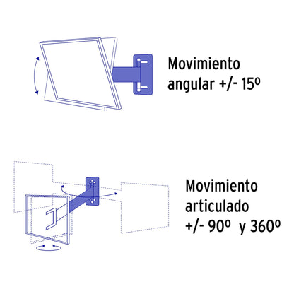 Soporte para pantallas de 23 a 37 pulgadas con movimiento angular y articulado
