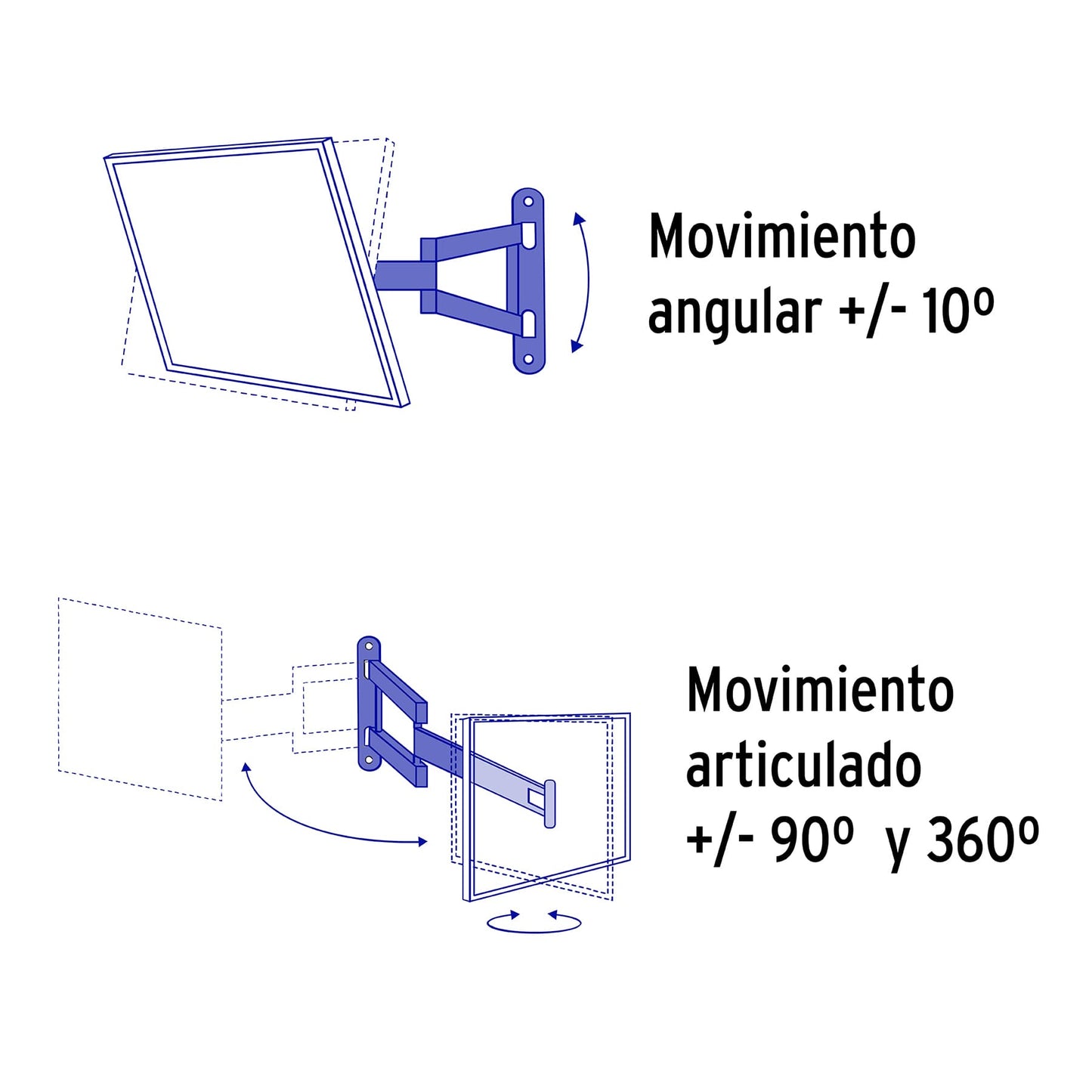 Soporte para pantallas de 14 a 40 pulgadas con movimiento angular y articulado
