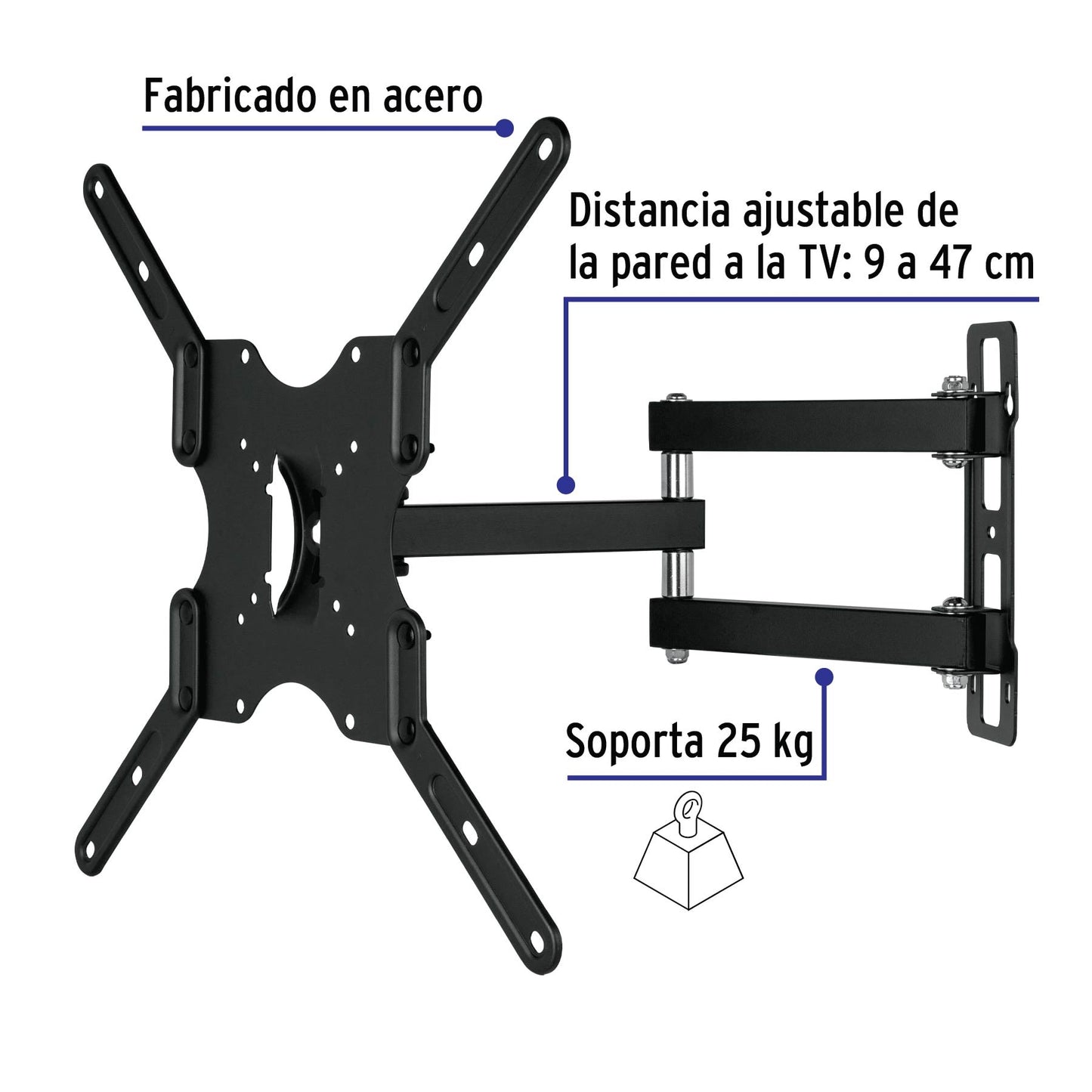 Soporte para pantallas de 23 a 42 pulgadas con movimiento angular y articulado