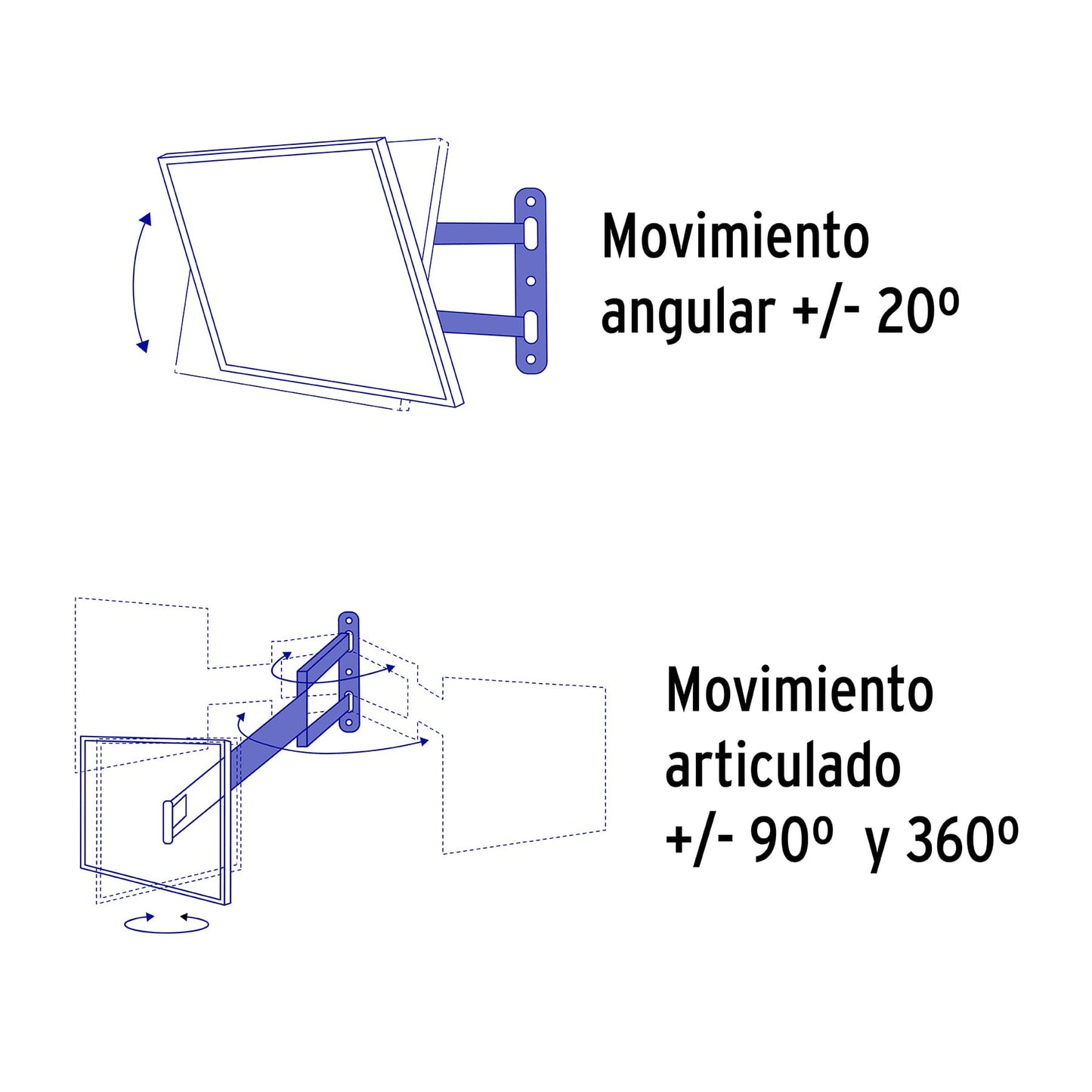 Soporte para pantallas de 23 a 42 pulgadas con movimiento angular y articulado