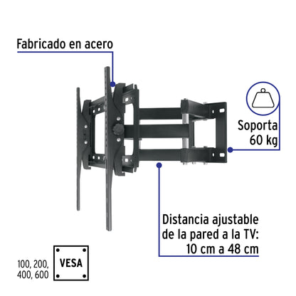 Soporte para pantallas de 26 a 65 pulgadas con movimiento angular y articulado