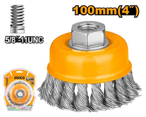 Cepillo de Copa Trenzado 101.6 mm Eje 15.88 mm
