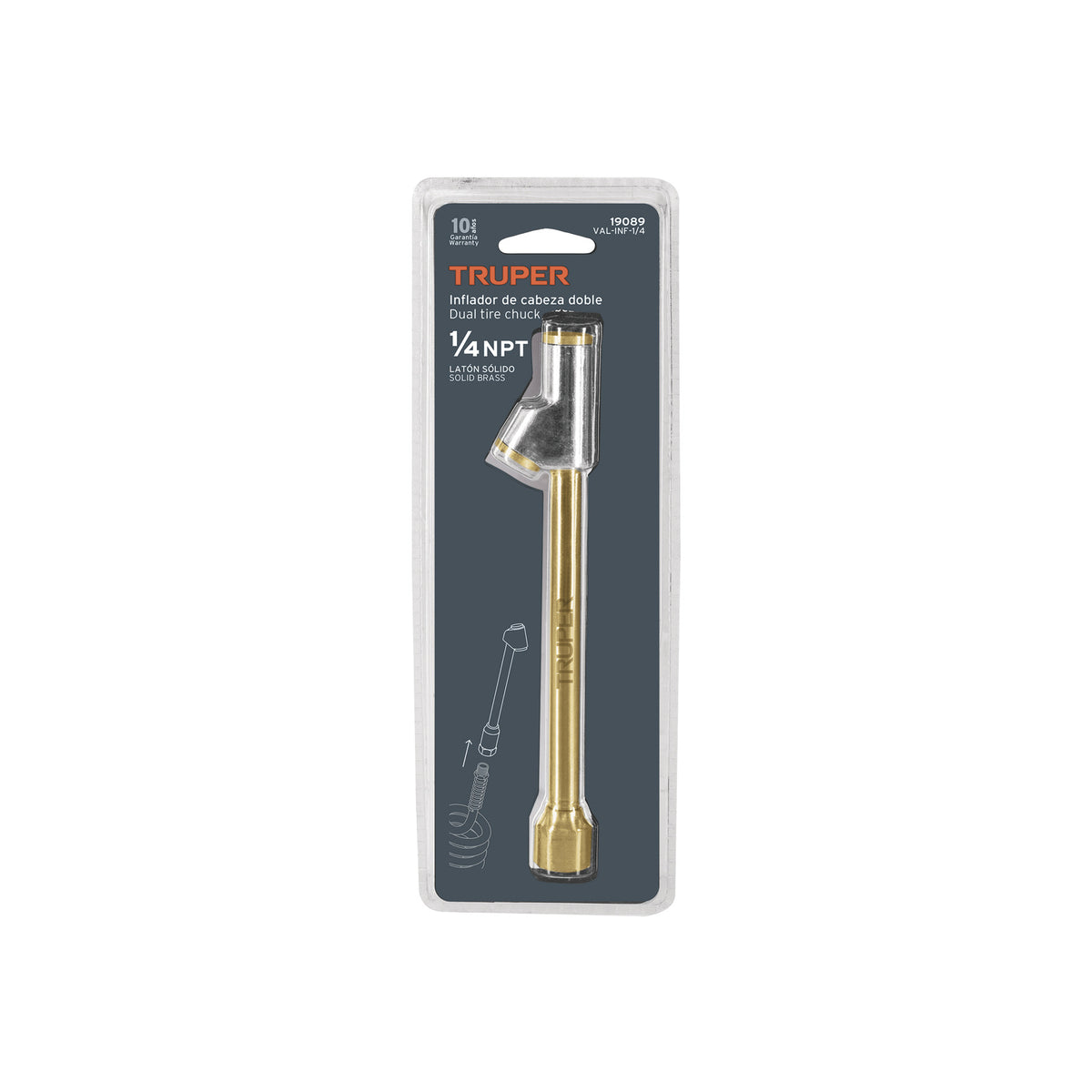 Inflador de cabeza doble 1/4 pulg