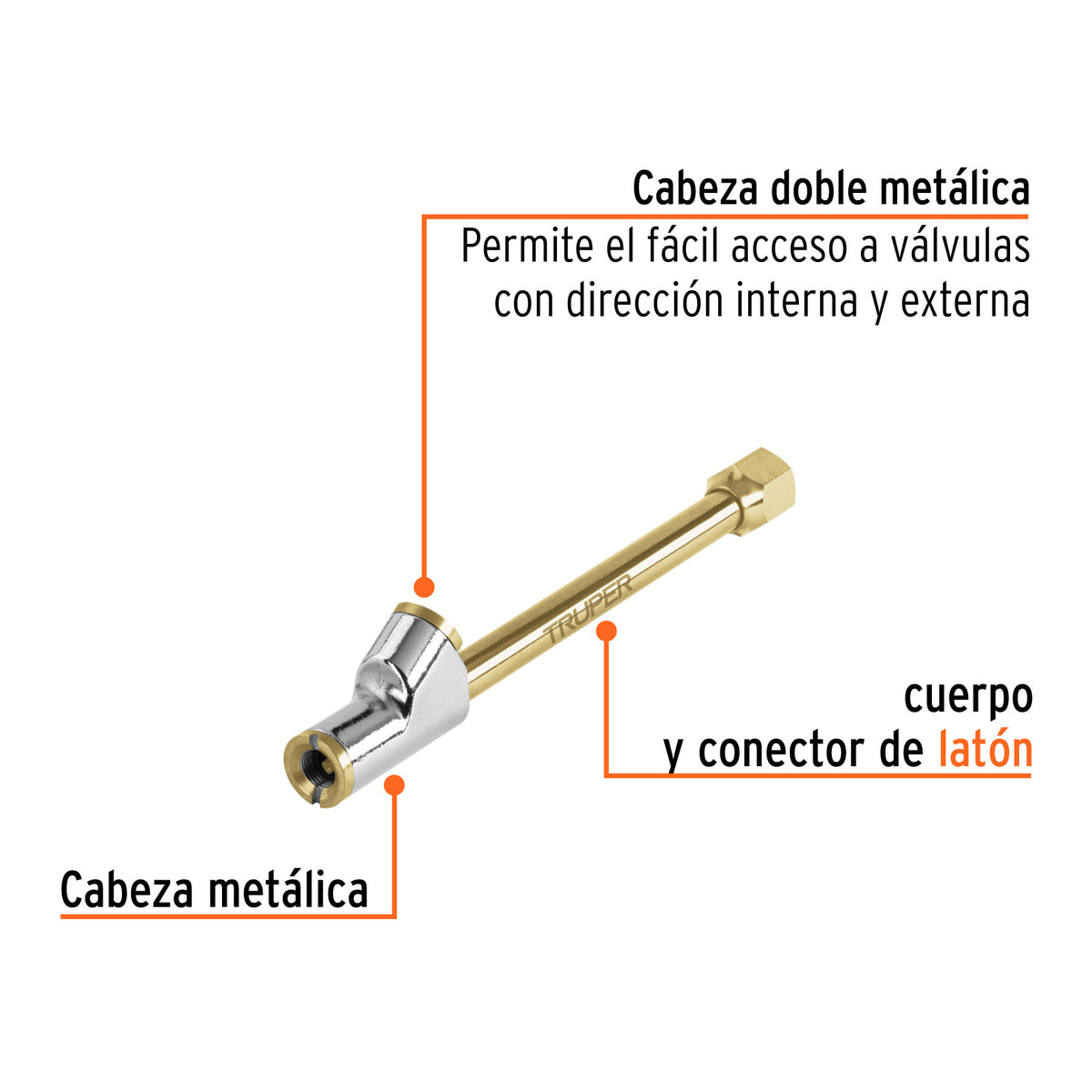 Inflador de cabeza doble 1/4 pulg