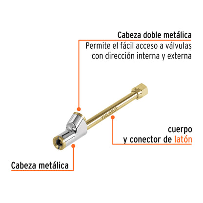 Inflador de cabeza doble 1/4 pulg