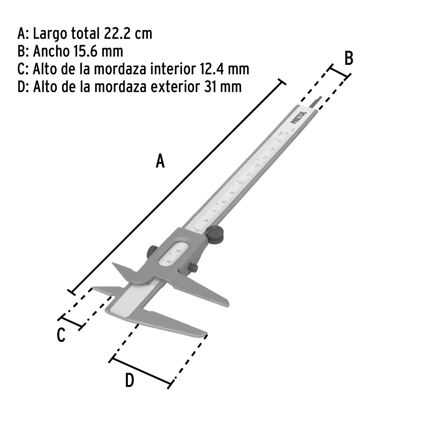 Calibrador vernier escolar 6 acero std y
