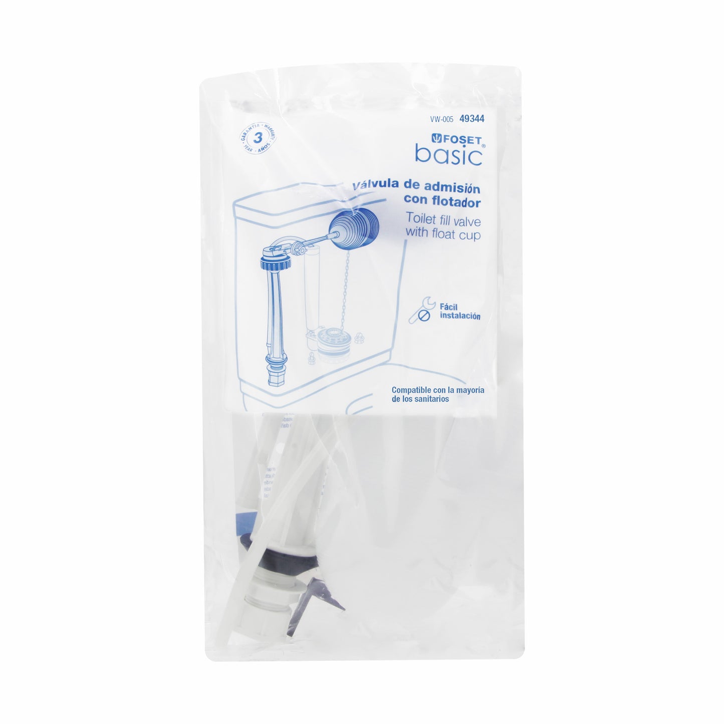 Válvula de llenado de plástico con flotador para tanque bajo de WC