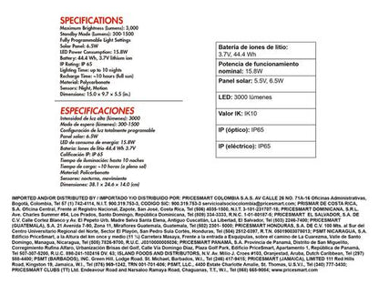 Panel Solar LED de 3000 Lúmenes