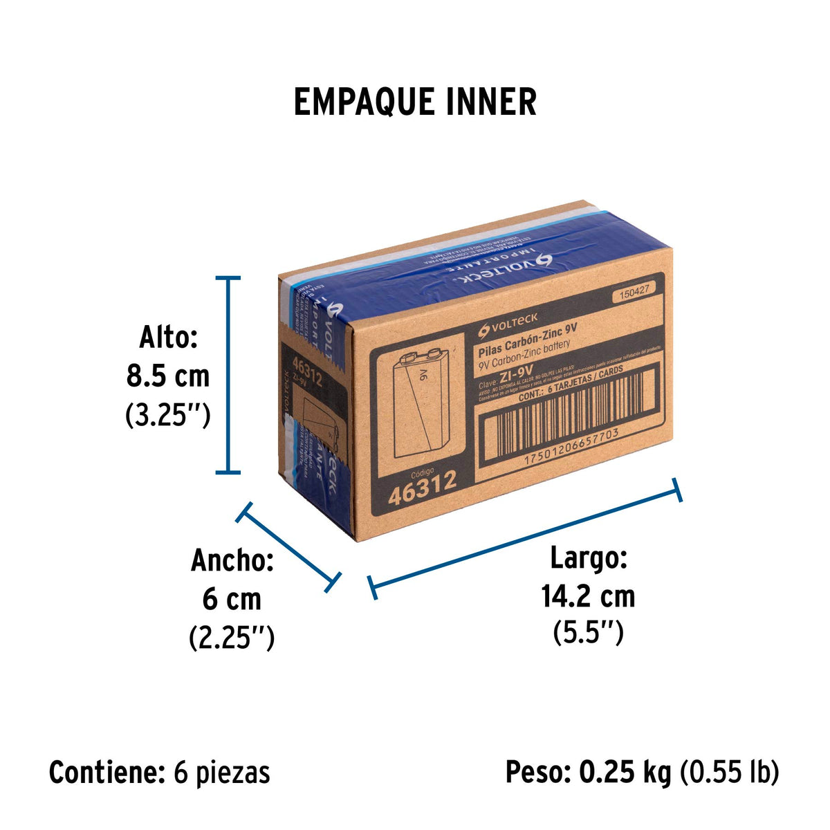Blíster con 1 pila zinc-carbón 9 V · vista 4