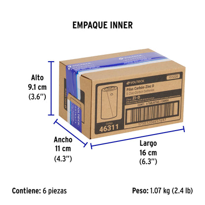 Blíster con 2 pilas zinc-carbón D · vista 4