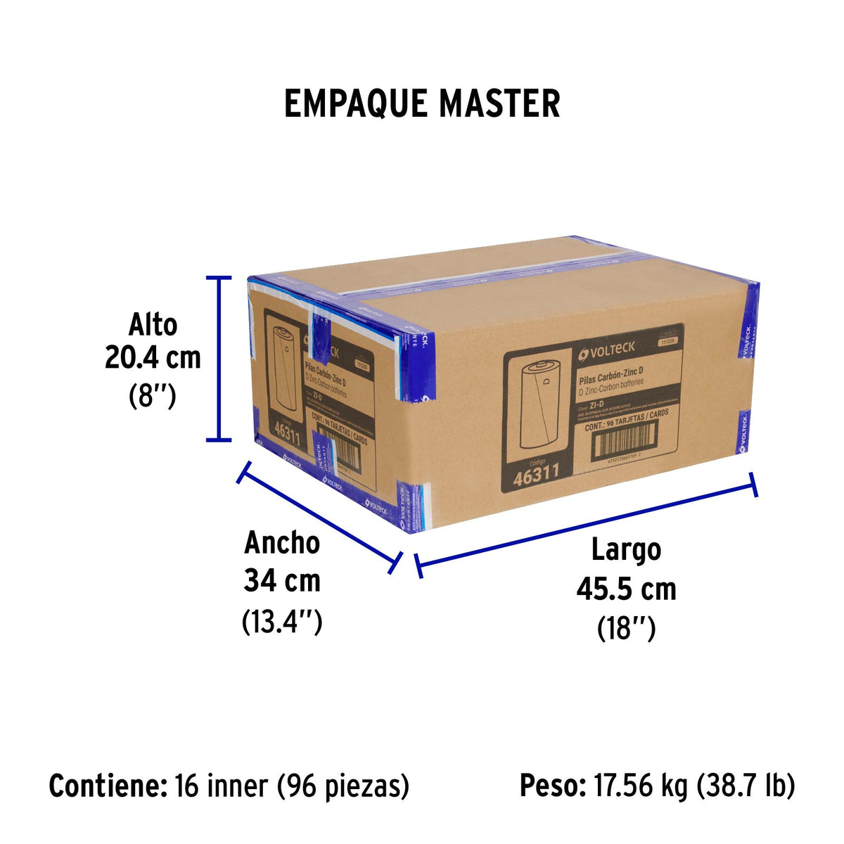Blíster con 2 pilas zinc-carbón D · vista 5
