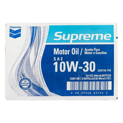 Chevron Supreme Aceite para Motor a Gasolina SAE 10W-30 12 Unidades / 946 ml