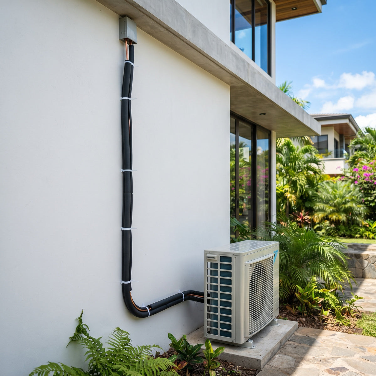 Aplicación típica: línea de cobre aislada hacia una unidad exterior
