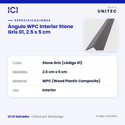 Ficha de especificaciones de Ángulo WPC Interior Stone Gris 01