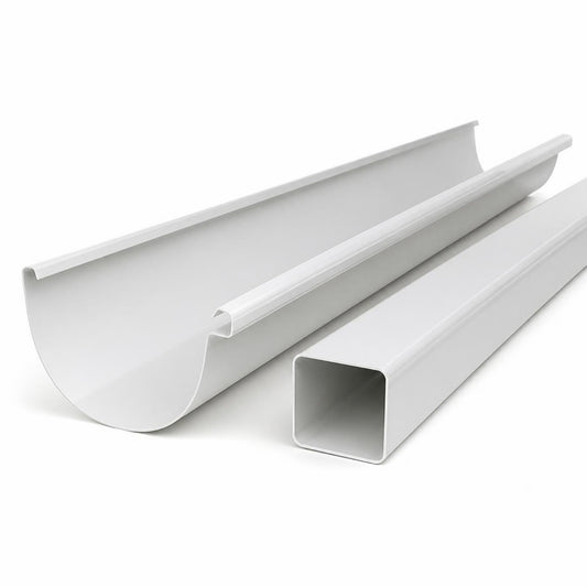 Bajante rectangular PVC de 3 m para canoa — canal PVC y bajante rectangular de 3 m (imagen de referencia)