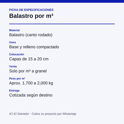 Tarjeta de especificaciones del balastro