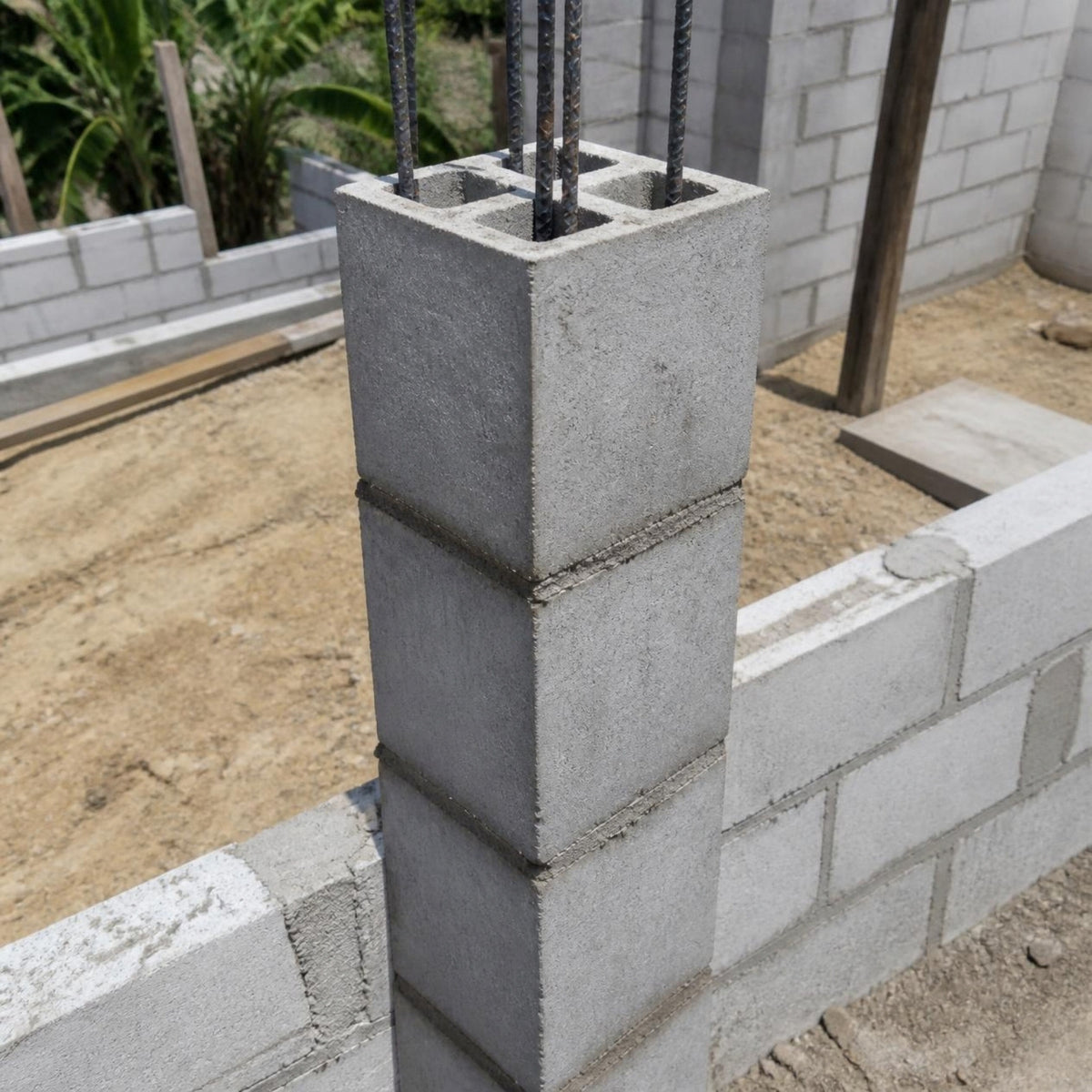 Bloque columna 30x30x30 cm — columna aislada con refuerzo vertical