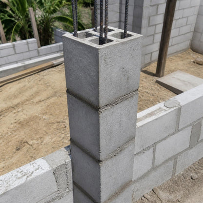 Bloque columna 40x40x19 cm — columna aislada con refuerzo vertical