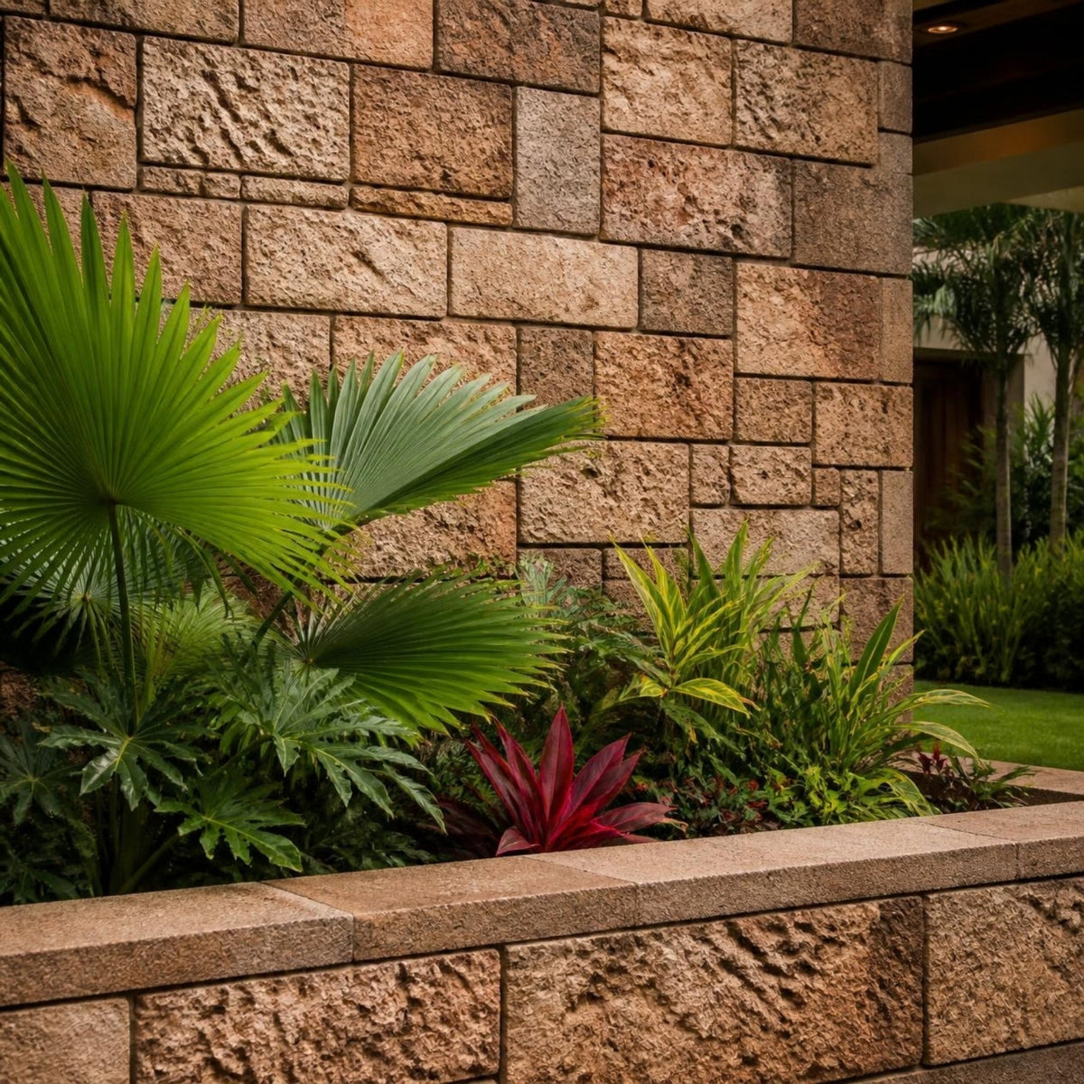 Bloque de fachada 20x20x40 cm — muro decorativo y jardinera de bloques