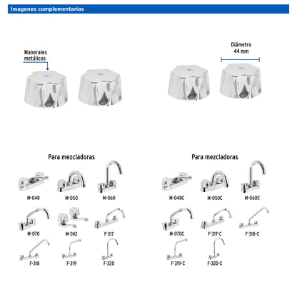 Juego de manerales hexagonales metálicos para lavabo y fregadero