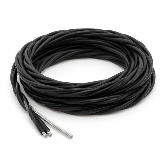 Cable triplex de aluminio 3x2 AWG para acometida — rollo de cable trenzado de acometida