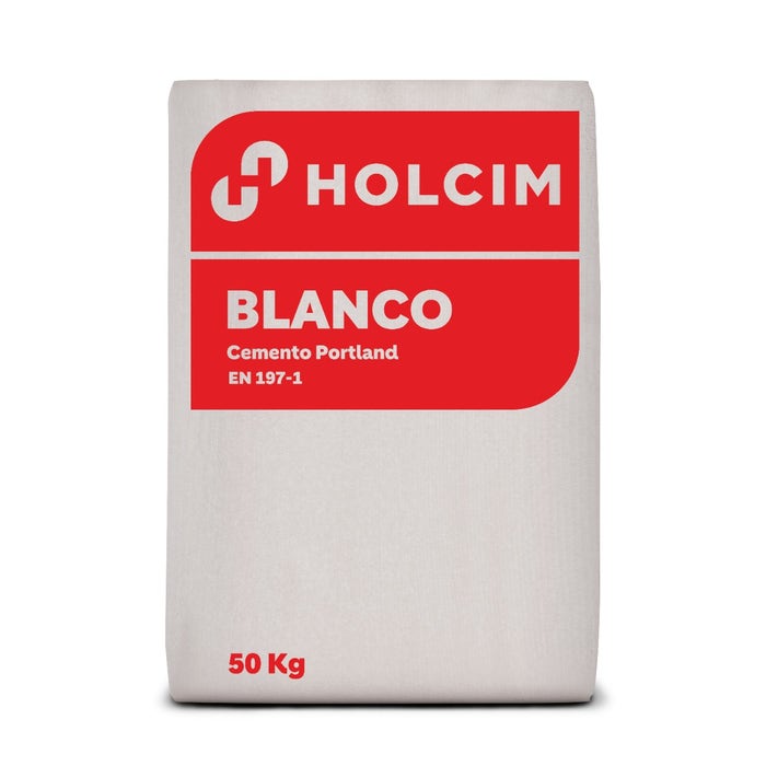 Cemento blanco Holcim 50 kg — saco sobre fondo blanco
