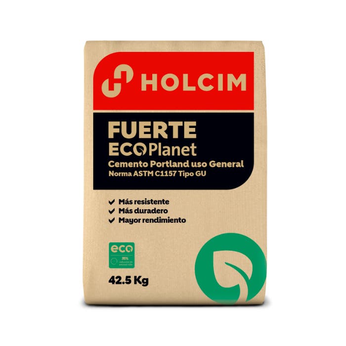 Cemento Holcim Fuerte GU 42.5 kg — saco sobre fondo blanco