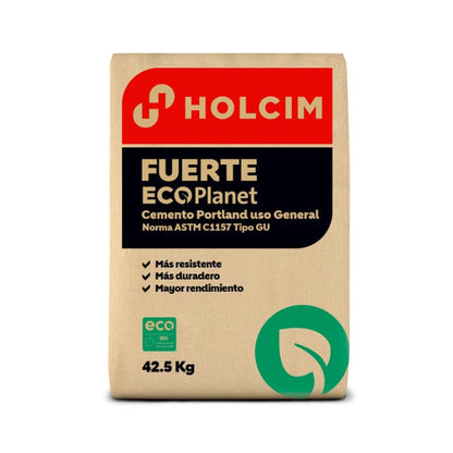 Cemento Holcim Fuerte GU 42.5 kg — saco sobre fondo blanco