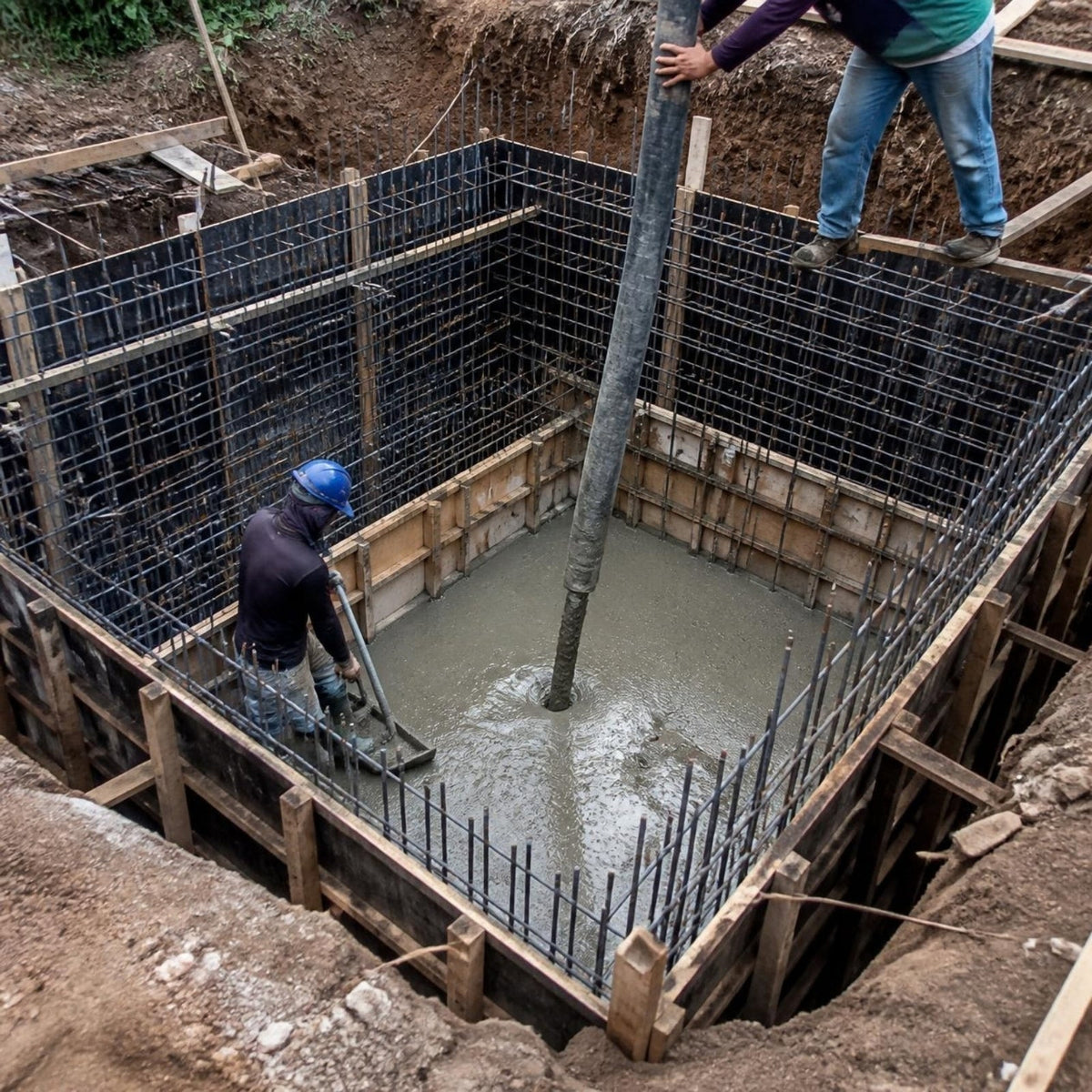 Cemento Holcim Marino A.R.S. HS 42.5 kg — aplicación típica: colado de una cisterna de concreto reforzado