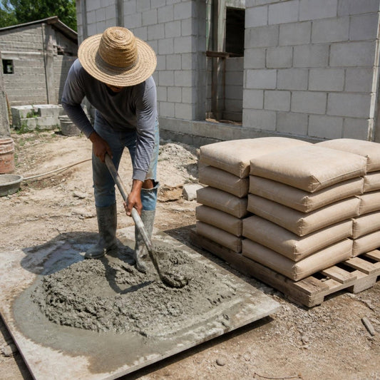 Cemento Holcim Pav Plus HE 42.5 kg — aplicación típica: preparación de mezcla de concreto en una obra