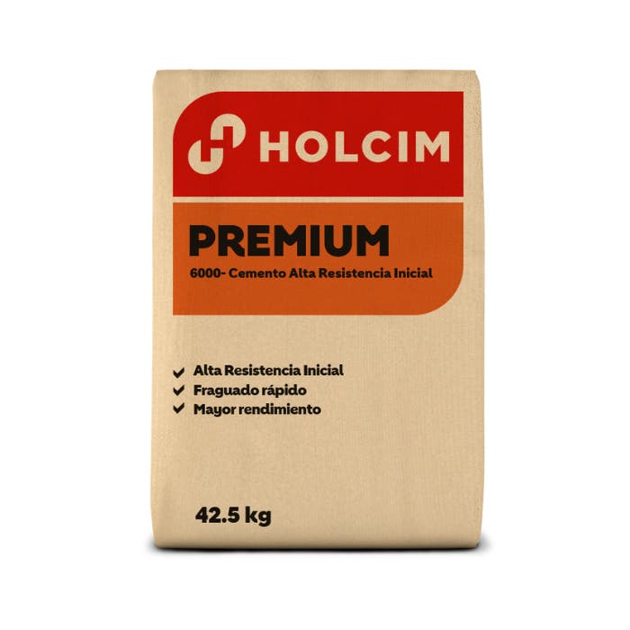 Cemento Holcim Premium HE 42.5 kg — saco sobre fondo blanco